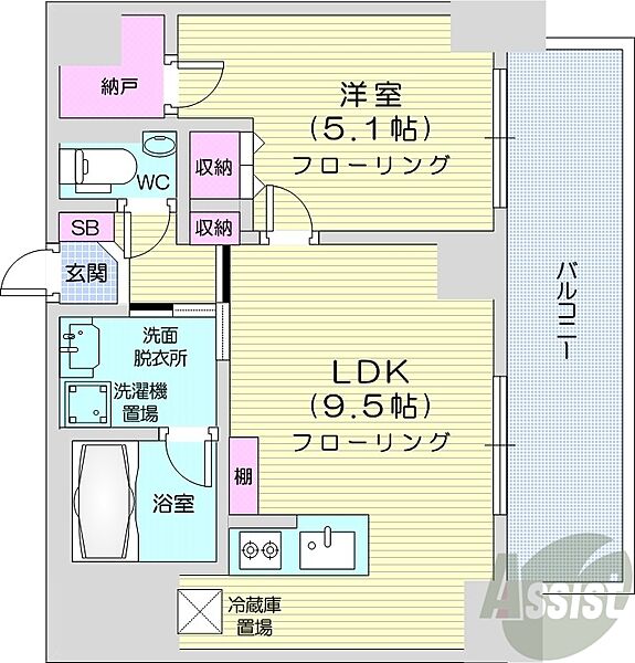 北海道札幌市中央区南二条東4丁目(賃貸マンション1LDK・4階・36.50㎡)の写真 その2