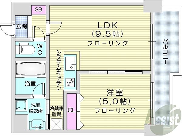 北海道札幌市東区北二十二条東16丁目(賃貸マンション1LDK・3階・33.00㎡)の写真 その2