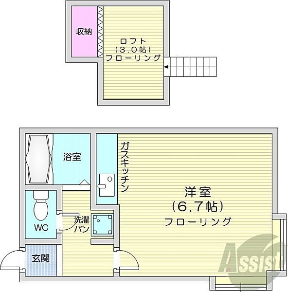 ロイヤルロード ｜北海道札幌市北区北二十六条西8丁目(賃貸アパート1R・3階・18.00㎡)の写真 その2