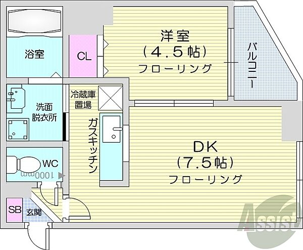 北海道札幌市中央区北二条東2丁目(賃貸マンション1DK・8階・30.70㎡)の写真 その2