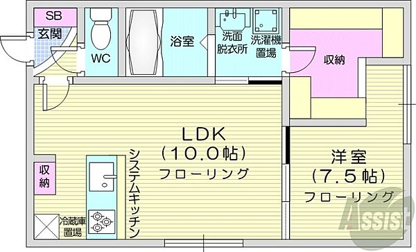 北海道札幌市中央区南八条西13丁目(賃貸マンション1LDK・4階・36.45㎡)の写真 その2
