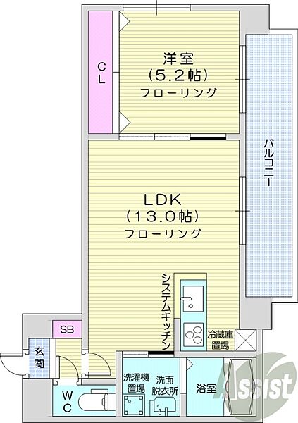 北海道札幌市中央区北一条西17丁目(賃貸マンション1LDK・8階・40.29㎡)の写真 その2