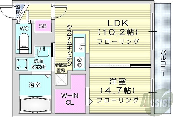 北海道札幌市中央区南八条西6丁目(賃貸マンション1LDK・3階・36.24㎡)の写真 その2