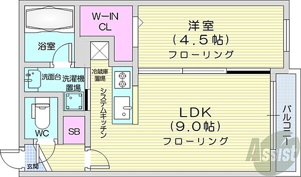 北海道札幌市白石区菊水三条4丁目(賃貸マンション1LDK・5階・33.52㎡)の写真 その2