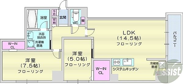 北海道札幌市豊平区平岸一条8丁目(賃貸マンション2LDK・3階・63.64㎡)の写真 その2