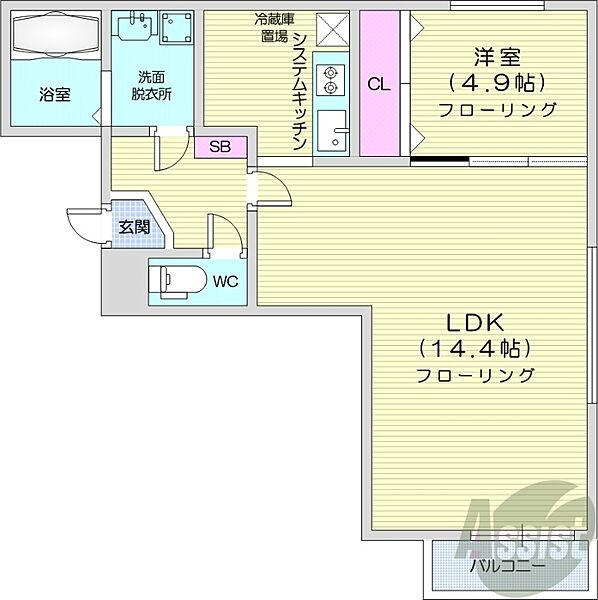 北海道札幌市中央区南十六条西6丁目(賃貸マンション1LDK・5階・44.01㎡)の写真 その2