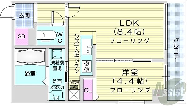 北海道札幌市中央区南六条西7丁目(賃貸マンション1LDK・2階・31.68㎡)の写真 その2