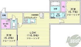 GLASSMAREHACHIKEN  ｜ 北海道札幌市西区八軒五条東4丁目（賃貸マンション2LDK・1階・61.56㎡） その2