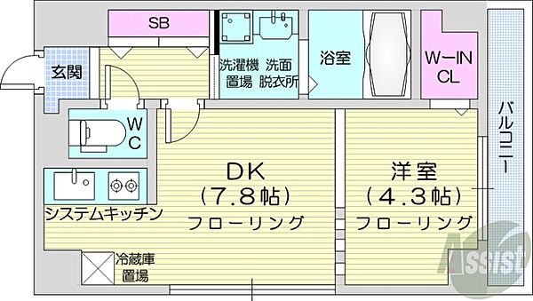 北海道札幌市中央区南一条西7丁目(賃貸マンション1DK・10階・33.01㎡)の写真 その2