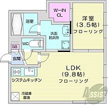 北海道札幌市西区西野一条2丁目（賃貸マンション1LDK・3階・33.83㎡） その2