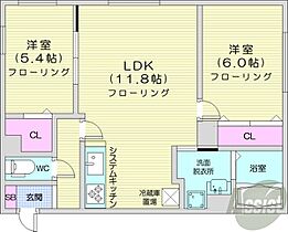 北海道札幌市中央区北三条東7丁目（賃貸マンション2LDK・2階・53.60㎡） その2