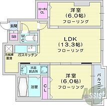 北海道札幌市中央区大通西16丁目（賃貸マンション2LDK・7階・55.09㎡） その2