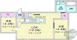 マルベックN22 1階2LDKの間取り