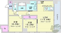 グラン札幌 1階2LDKの間取り