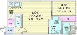 札幌市営南北線 幌平橋駅 徒歩16分の賃貸マンション 3階1LDKの間取り