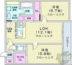 北海道札幌市白石区本通15丁目南（賃貸マンション2LDK・4階・54.15㎡） その2