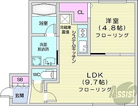 北海道札幌市豊平区豊平六条3丁目（賃貸マンション1LDK・4階・34.73㎡） その2