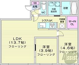 北海道札幌市白石区本郷通12丁目北（賃貸マンション2LDK・4階・46.19㎡） その2