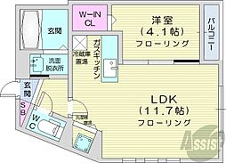 LOTUS大通公園 2階1LDKの間取り