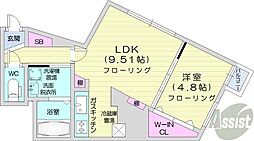 LOTUS大通公園 4階1LDKの間取り
