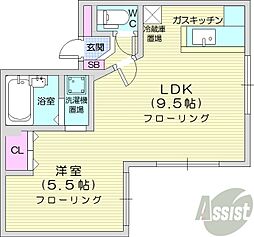 札幌市営東西線 西18丁目駅 徒歩10分の賃貸マンション 3階1LDKの間取り
