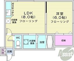札幌市営東西線 円山公園駅 徒歩10分の賃貸マンション 3階1LDKの間取り