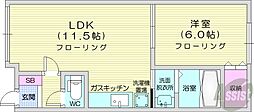 札幌市営東西線 西18丁目駅 徒歩21分の賃貸アパート 2階1LDKの間取り