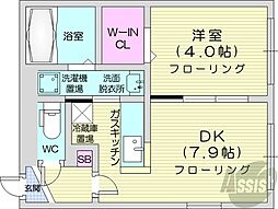 JR函館本線 桑園駅 徒歩9分の賃貸マンション 5階1DKの間取り