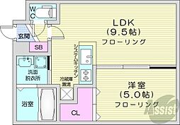 札幌市営南北線 中島公園駅 徒歩9分の賃貸マンション 4階1LDKの間取り