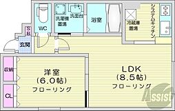 クリアーフィールド 3階1LDKの間取り
