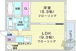 札幌市営南北線 幌平橋駅 徒歩2分の賃貸マンション 4階1LDKの間取り