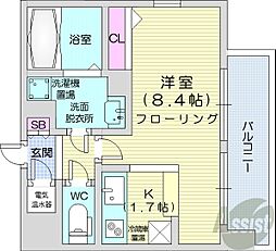 札幌市営東豊線 豊水すすきの駅 徒歩5分の賃貸マンション 3階1Kの間取り