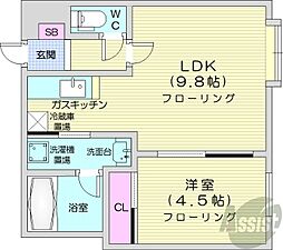 札幌市営東西線 西11丁目駅 徒歩10分の賃貸マンション 1階1LDKの間取り