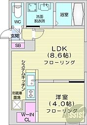 札幌市営東西線 発寒南駅 徒歩7分の賃貸マンション 3階1LDKの間取り