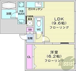 札幌市営東西線 西18丁目駅 徒歩5分の賃貸マンション 3階1LDKの間取り