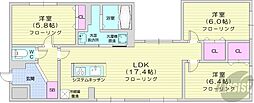 札幌市西区八軒八条東1丁目マンション 3LDKの間取図画像