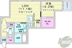 札幌市営東豊線 福住駅 徒歩9分の賃貸マンション 1階1LDKの間取り