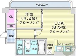 札幌市営東西線 西18丁目駅 徒歩4分の賃貸マンション 1階1LDKの間取り