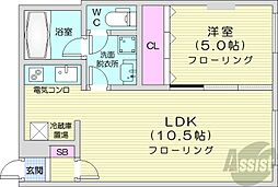 札幌市営南北線 幌平橋駅 徒歩4分の賃貸マンション 4階1LDKの間取り