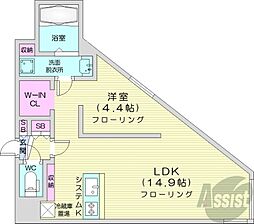 札幌市営東豊線 月寒中央駅 徒歩3分の賃貸マンション 3階1LDKの間取り