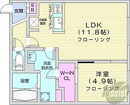 札幌市営東豊線 月寒中央駅 徒歩3分の賃貸マンション 3階1LDKの間取り
