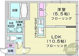 札幌市営南北線 幌平橋駅 徒歩6分の賃貸マンション 3階1LDKの間取り