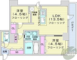 ピュア東彩館2 5階2LDKの間取り