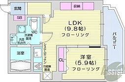 クレステージS6W12タワー 1LDKの間取図画像