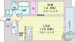 札幌市営東西線 西11丁目駅 徒歩16分の賃貸マンション 7階1LDKの間取り