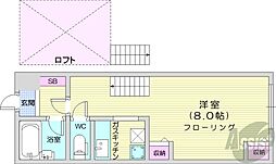 ルシードイースト 5階1DKの間取り
