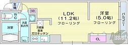 札幌市営東西線 バスセンター前駅 徒歩5分の賃貸マンション 3階1LDKの間取り