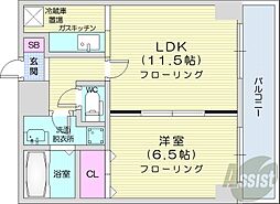 LennonTerraza6-3 9階1LDKの間取り