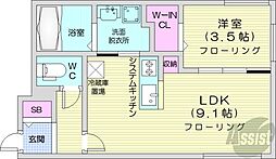 アルファレジデンス麻生 1LDKの間取図画像