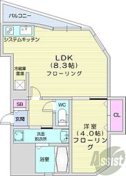 札幌市営東西線 西11丁目駅 徒歩9分の賃貸マンション 5階1LDKの間取り